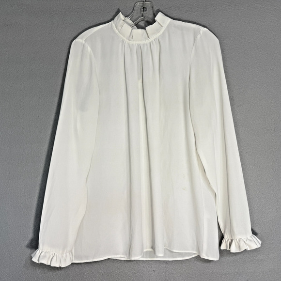 Violet Claire Women's Long Sleeve Ruffle Neck Sleeve Top Size M Feminine Elegant - Picture 1 of 7